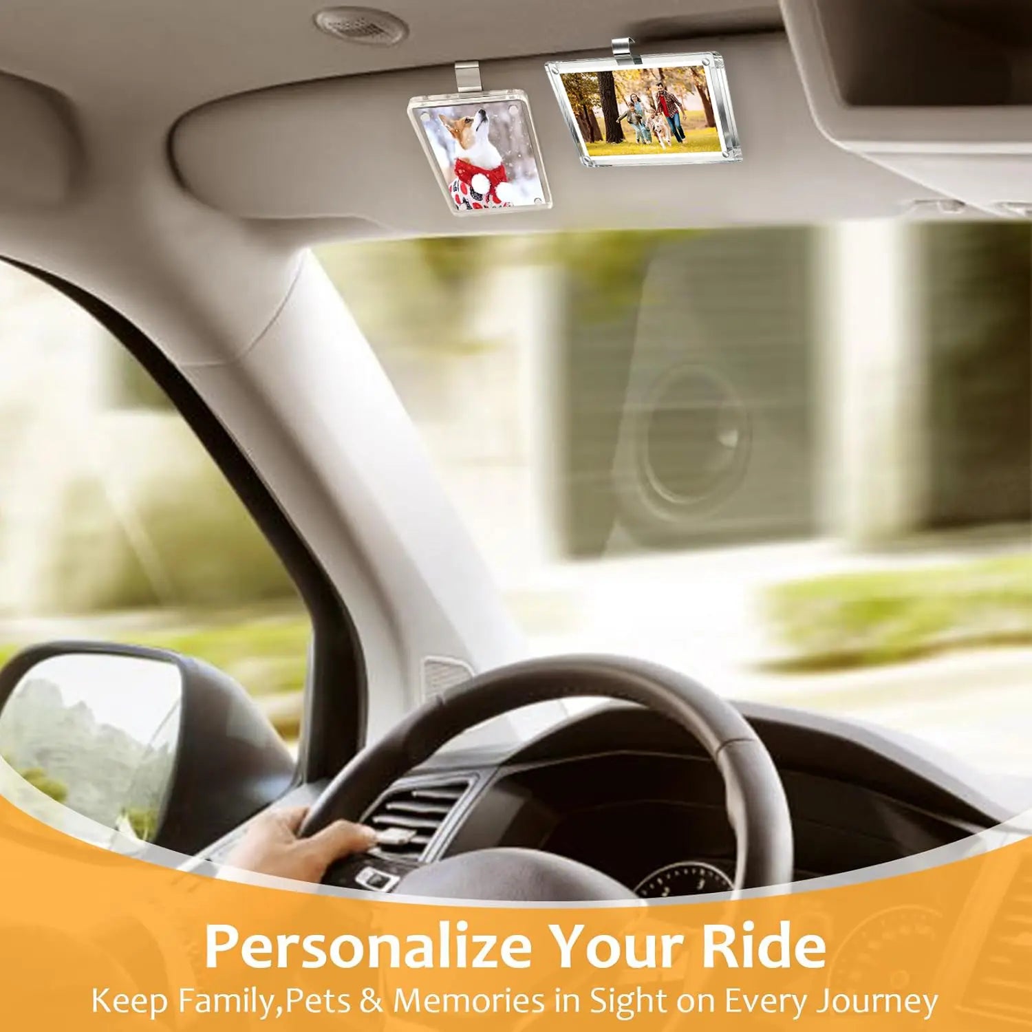 DABATR Acrylic Magnetic Car Photo Holder - Personalized Visor Clip for Family and Personal Photos